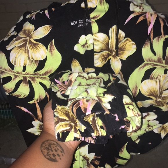 Lime Green Floral Joggers - Picture 2 of 3